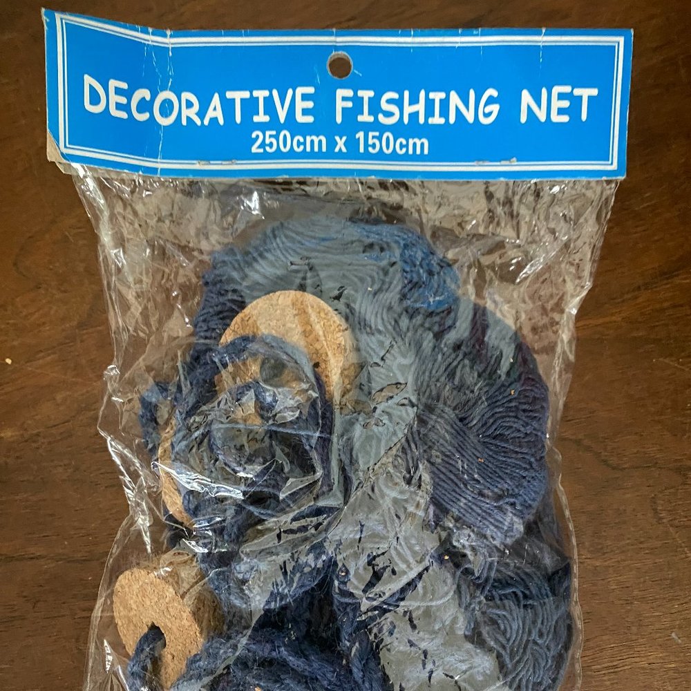 Decorative Fishing Net dark blue and cork new in package